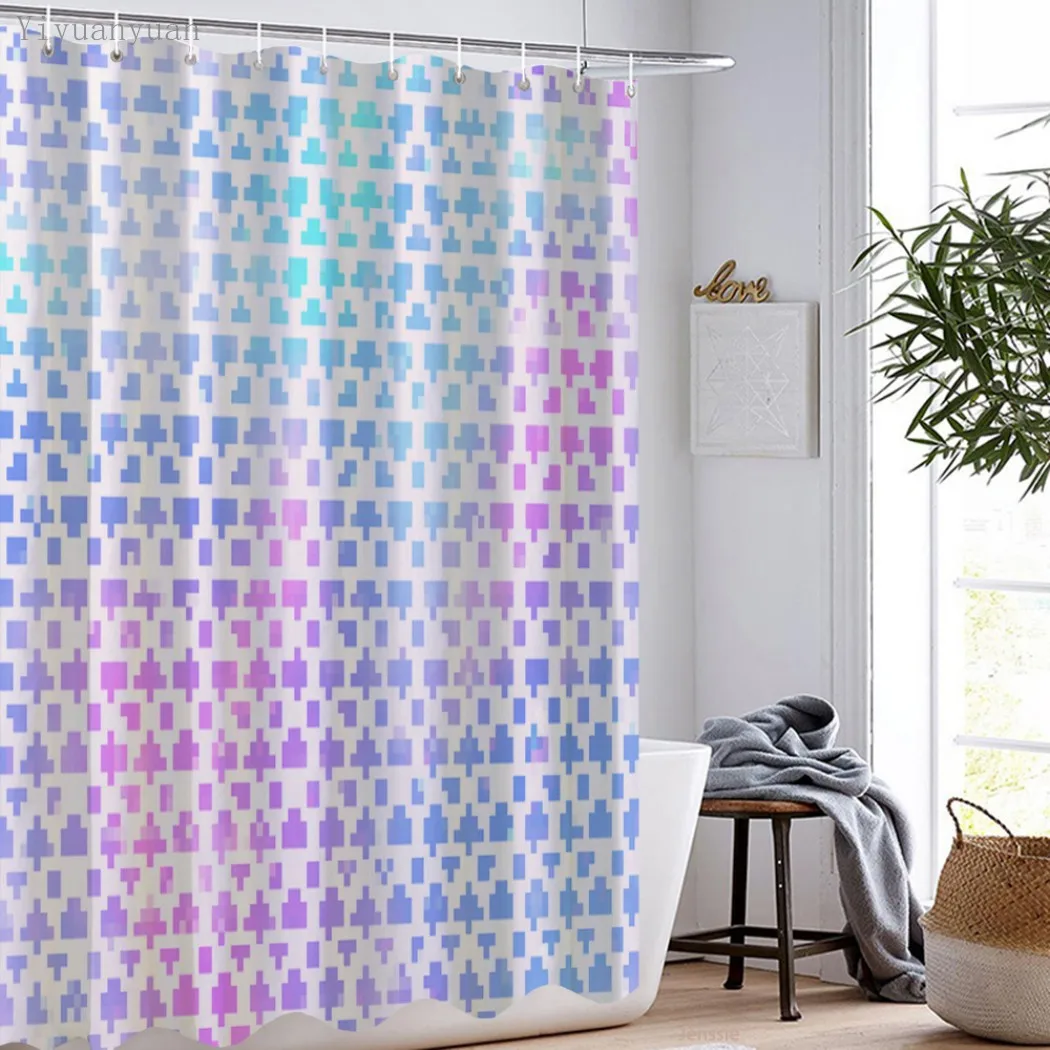 

Color Geometric Pattern Shower Curtain Modern Style 3D Printed Curtain Home Decor Large Size Bathroom Curtains