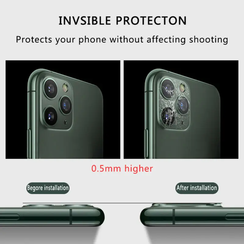 Для iPhone 11 Pro Max полное покрытие металлическая наклейка для объектива камеры