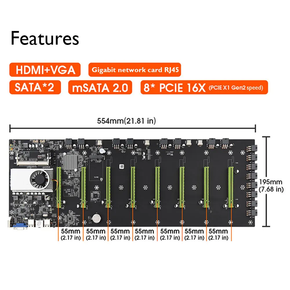 Материнская плата D37 BTC для майнинга расширяемая 8 PCIE 16X USB 2 0 DDR3 слот SODIMM с