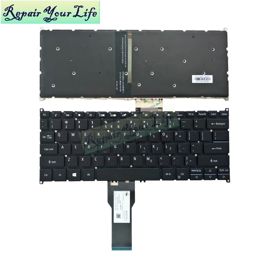 Inglês dos Eua Teclado do Portátil para Acer Rotação 53 Sp513-52n Sf114-32 Nki1313048 Acm16p Backlit Preto Atacado Fábrica 5 Sp513 51 52