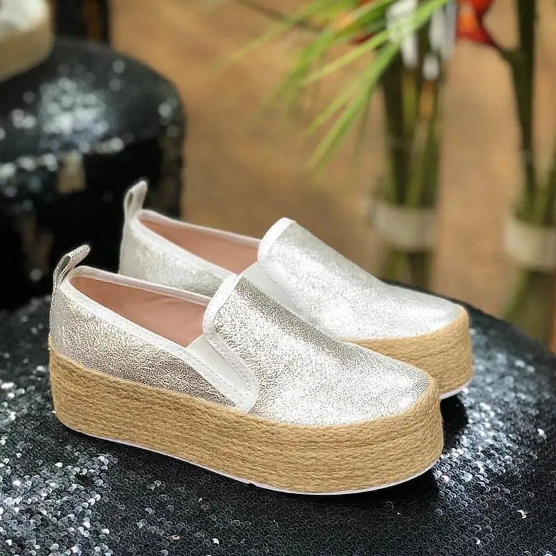 

Canvas Flats Women Ladies Espadrille Shoes Thick Bottom Flats Shoes Girls Lace Up Round Toe Casual Flats