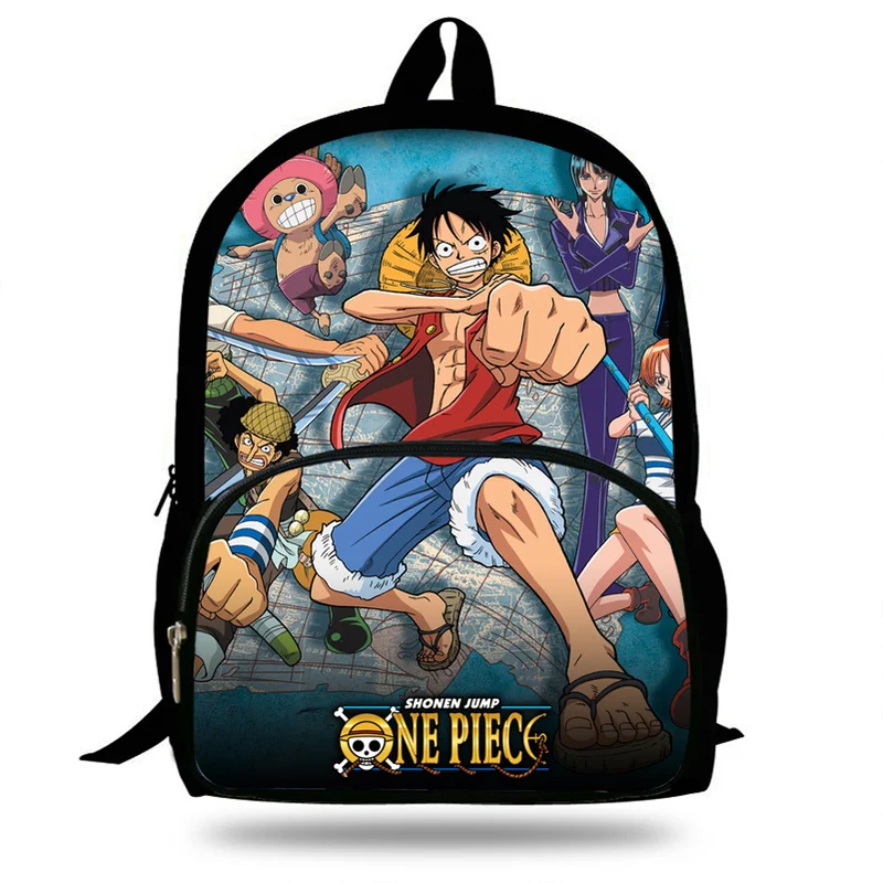 Новый 16 дюймов с популярными мультфильмами рюкзак принтом Луффи One Piece сумка для