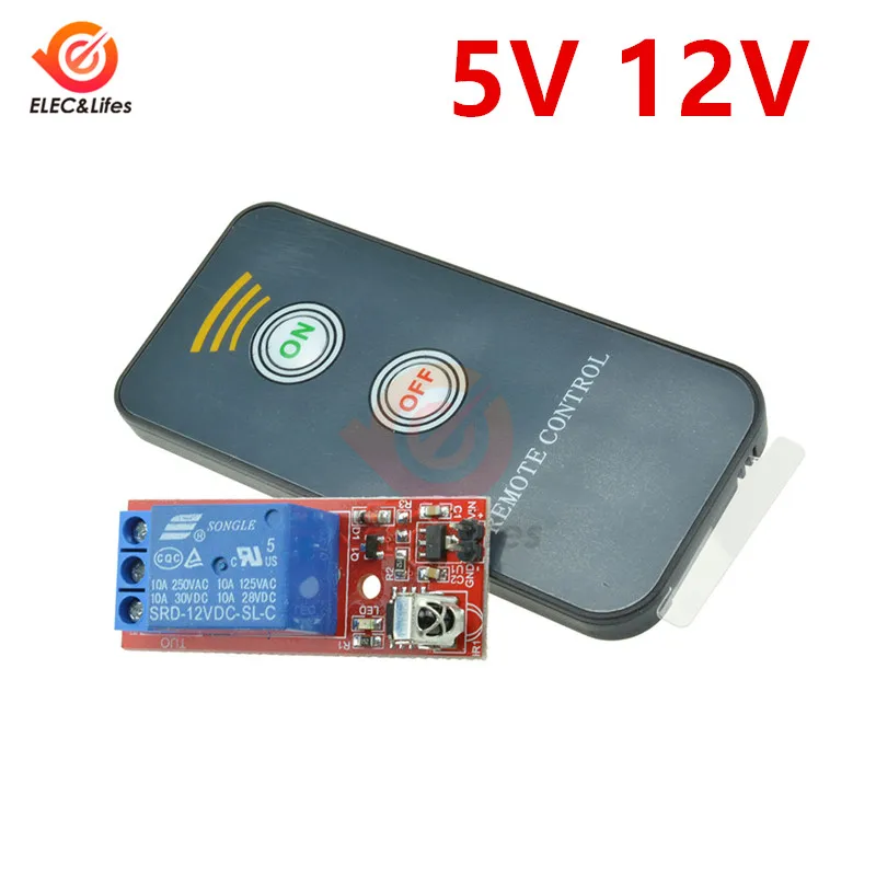 

DC 5V 12V 1 Channel Relay Module Infrared IR Wireless Remote Switch Control Relay Driving Board Controller for Electronic DIY