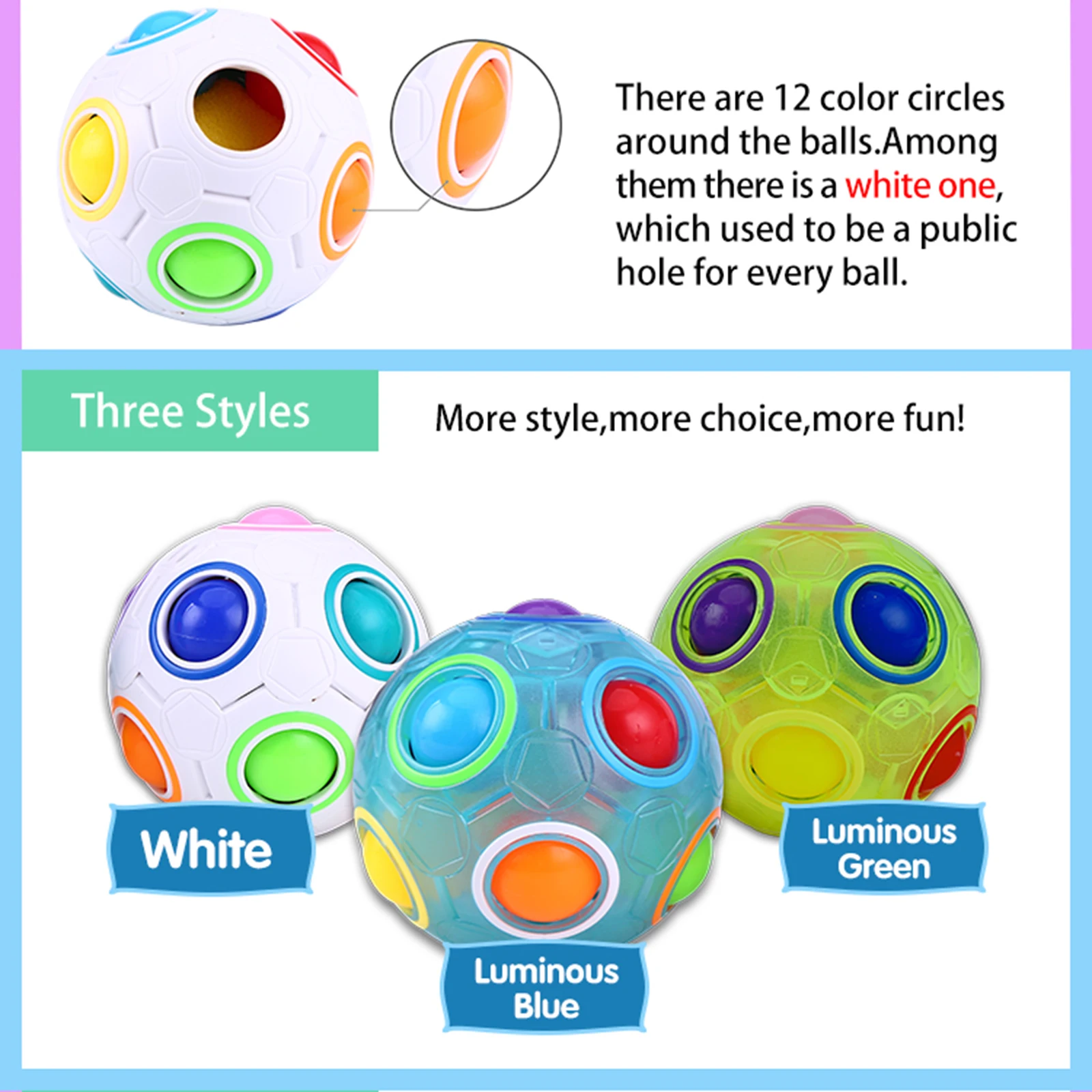 

3 шт. креативный магический куб мяч антистресс Радуга футбольный светящийся пазл Монтессори детские игрушки для детей игрушка для снятия ст...