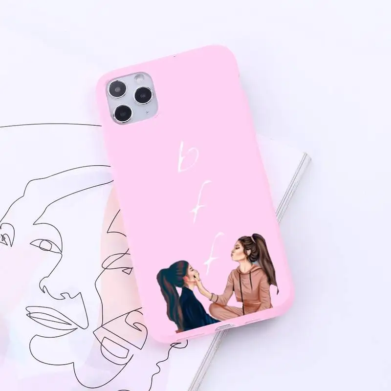 

Girls Bff Best Friends Forever Phone Case Candy Color for iPhone 6 7 8 11 12 s mini pro X XS XR MAX Plus