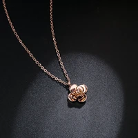 wholesale korean fashion camellia necklace female titanium steel clavicle chain 18k gold plated short three dimensional small fl