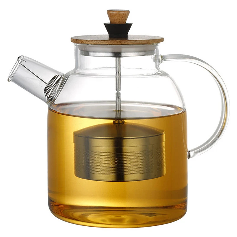 

Stainless Steel Infuser Teapot Clear Borosilica Glass Filter Heat Resistant Coffee Green Tea Pot Heated Container Boiling Kettle