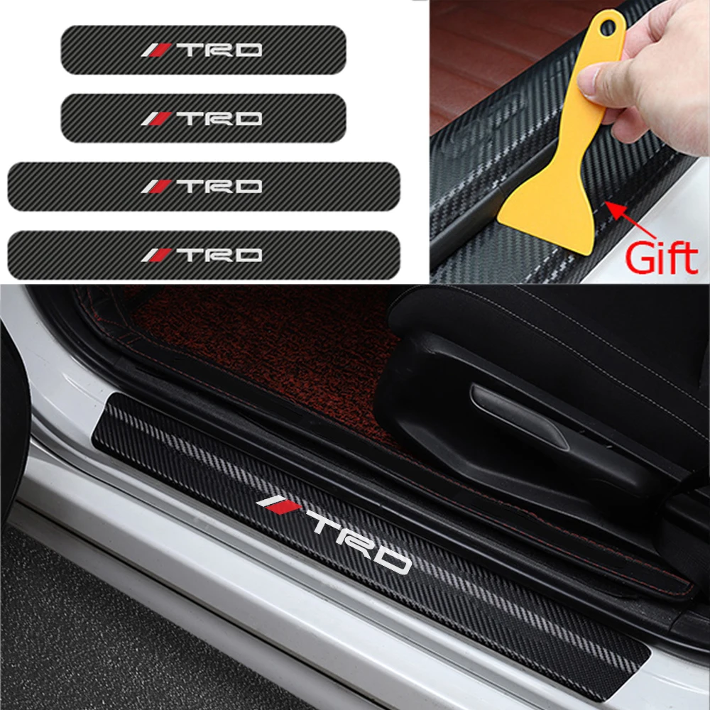 4 шт. пороговое покрытие для автомобильной двери из углеродного волокна Наклейка