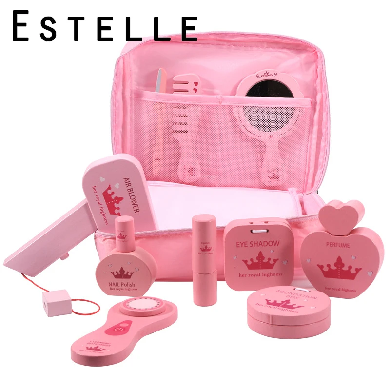 Девочка Макияж игрушки Моделирование игровой дом деревянный комод принцесса