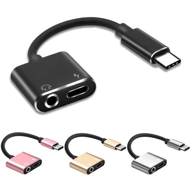 New 2 in 1 USB Type C To 3.5mm Earphone Jack Adapter for huawei Xiaomi Aux Audio Cable Headphone Charger Charging USB-C Convert | Мобильные