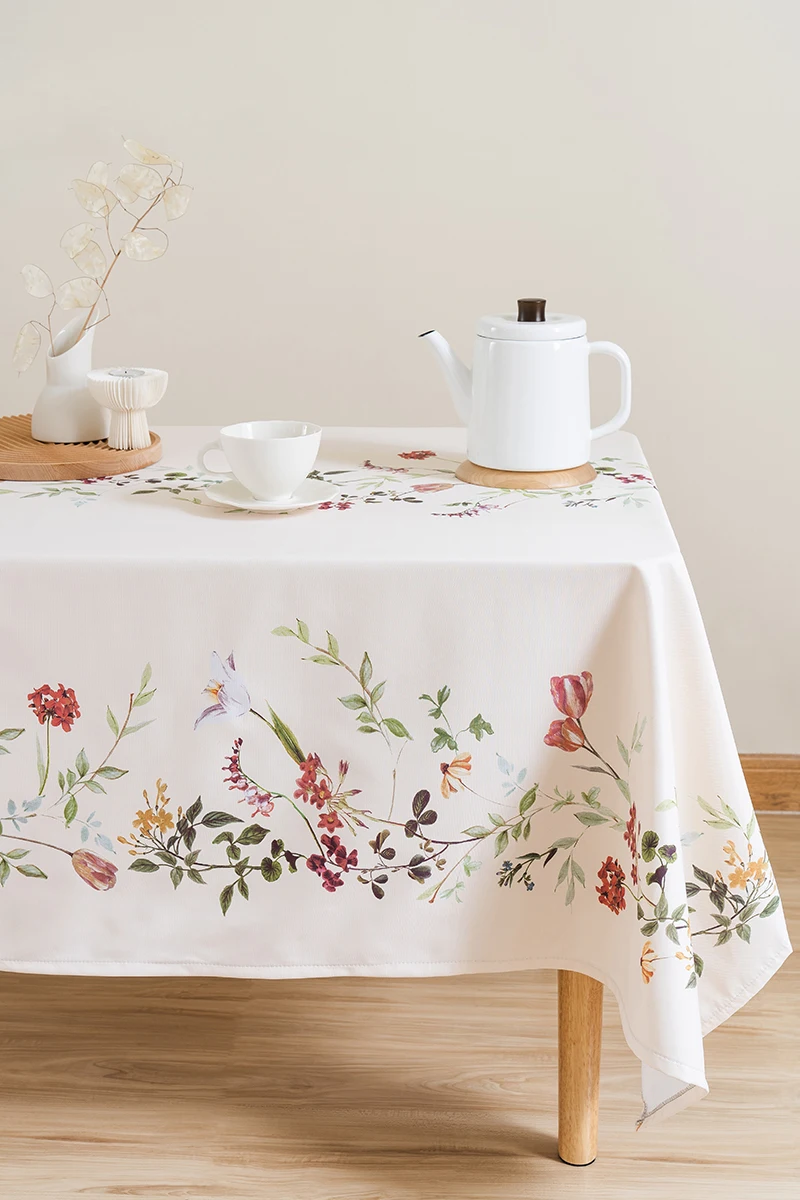 

Pastoral Light Luxury Ins Hand-Painted Tablecloth Nordic Flower Plant Waterproof Oil-Proof Tablecloth