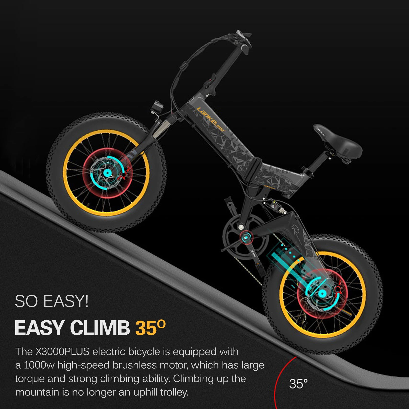 Günstig 1000W 20 Inch Folding Power Unterstützen Sport Elektro-fahrrad E-Bike Mit 4,0 Zoll Fett Reifen 10,4 AH Batterie 90km Reichweite