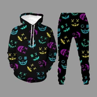 autumn trend hoodie sweatshirt suit graffiti print hooded tracksuit mens sets outdoor sport long sleeve tops and pants outfits