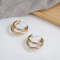 european and american c shaped multilayer compact fashion geometric earrings trend party jewelry gifts
