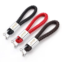 for jeep renegade compass patriot auto parts motorcycle leather braided rope keychain with logo