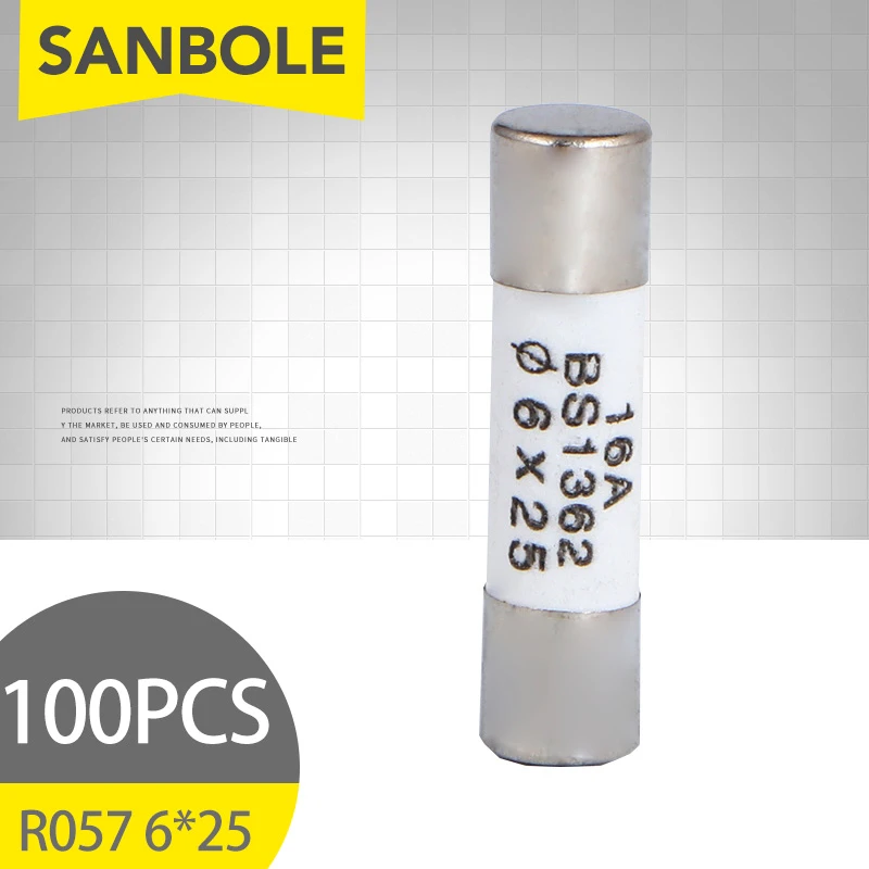 100 шт. керамическая трубка плавкого предохранителя 6*25 R057 плавкий сердечник 250 В