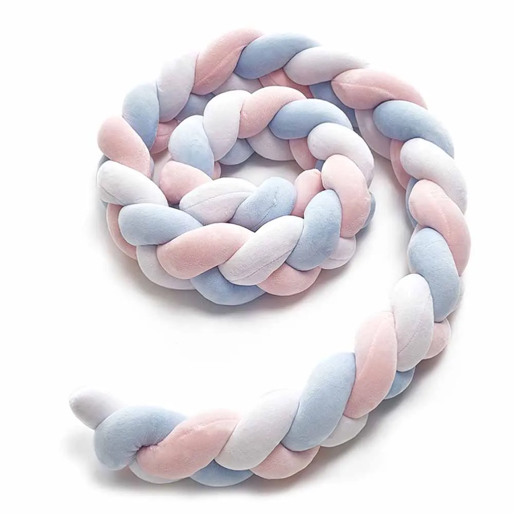 Blue white powder 3m 1 м, 2 м, 3 м, мягкая детская кровать, бампер для кроватки, аксессуары для детской активности/детское ограждение, чистый тканый плюшевый узел - Цвет: Blue white powder 3m