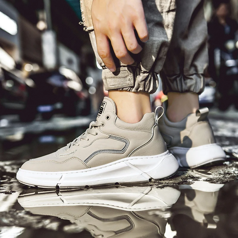 

Four season Mens casual Outdoor Shoes fashion Leather Breathable Trainers Shoes for Men breathable comfortable shos men w5