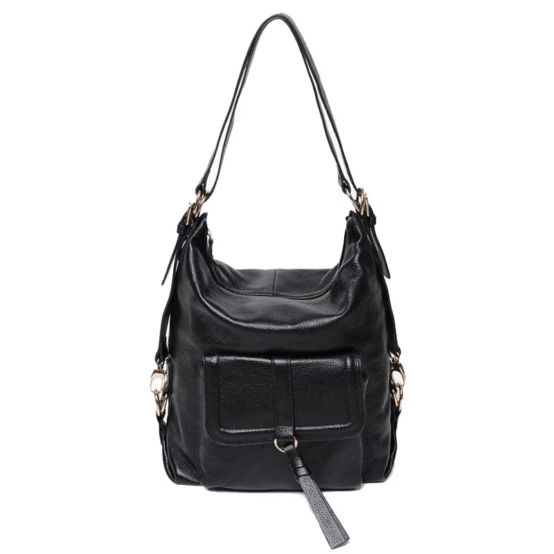 Распродажа натуральная кожа черная женская сумка через плечо дорожные рюкзаки