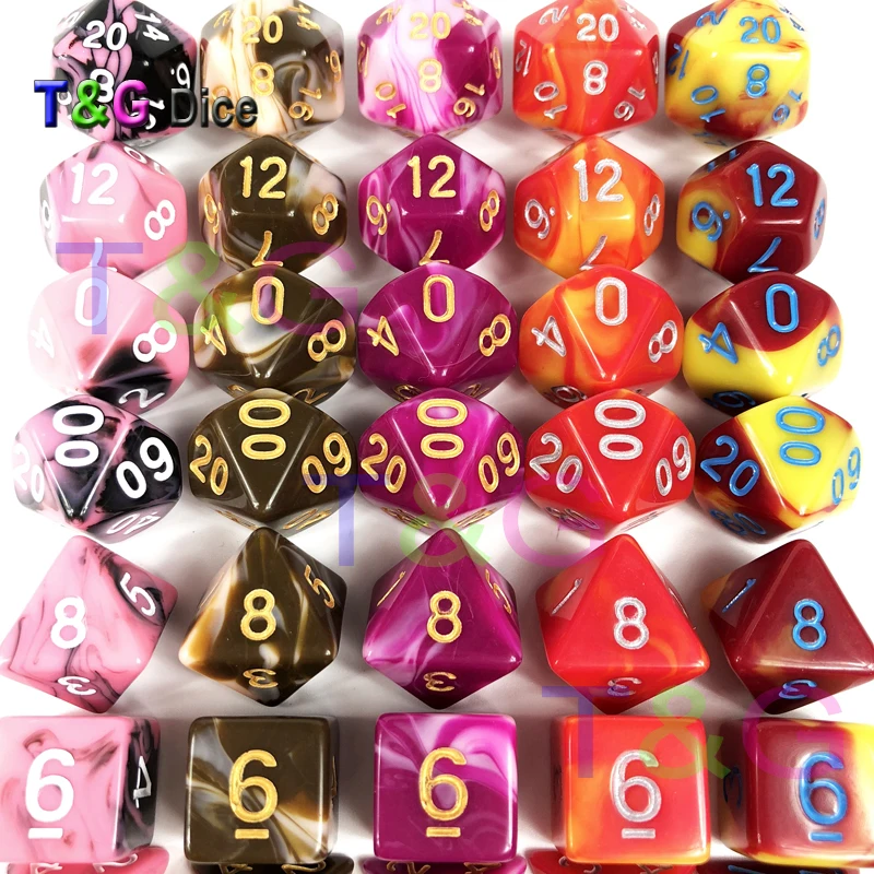 Забавный 2 цвета мульти сторонний кубики 7 игральные кости набор для D & RPG игры