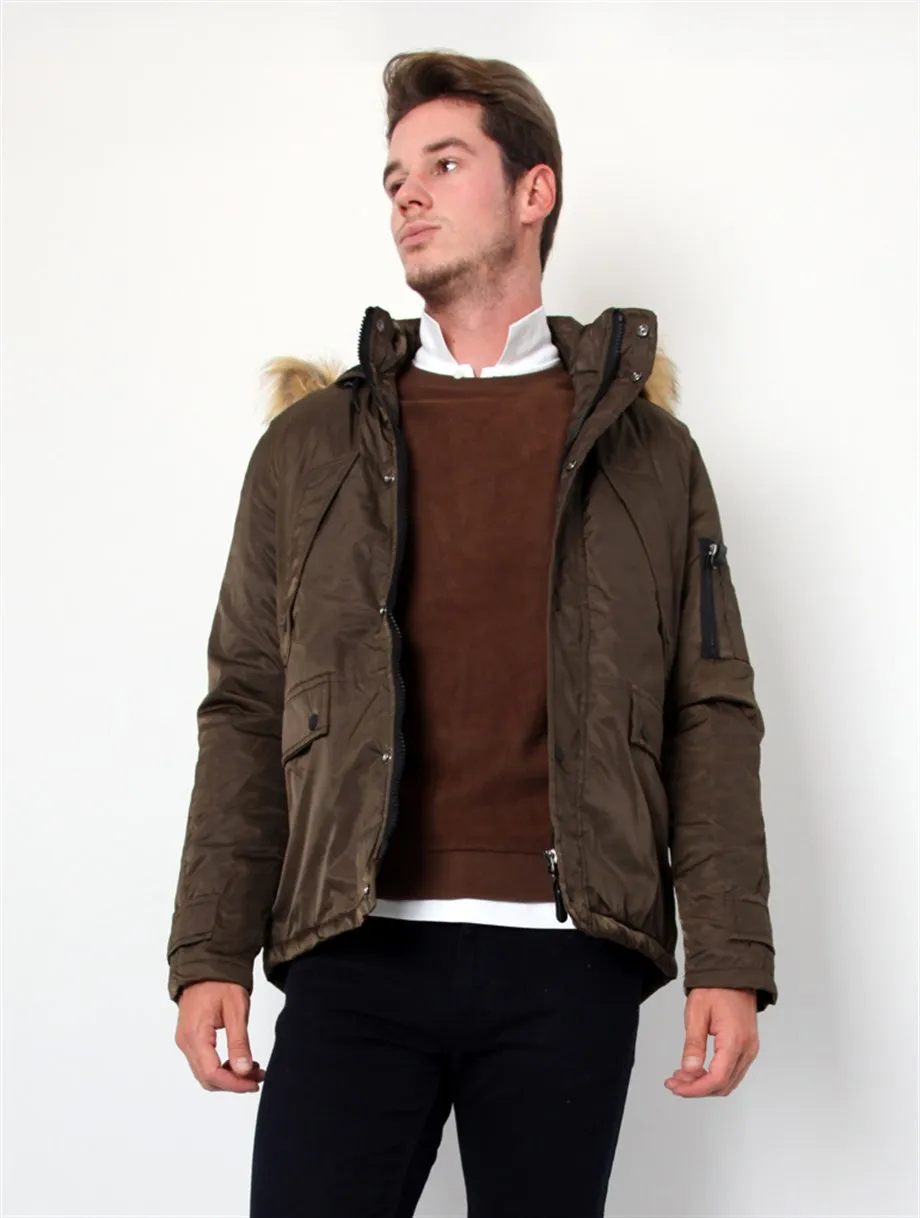 

Parachute Fabric Khaki Mens Inflatable Coat