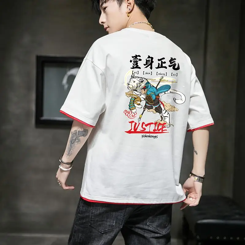 

Men's T shirt Print Harajuku Tshirt Unisex Short Sleeve Anime T-shirt Male Casual justice Martial arts