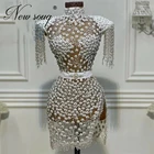 Роскошное платье с вышивкой жемчужинами Cocatail для вечерних платьев 2021, халаты с высоким разрезом и бисером, вечерние платья, уникальное вечернее платье