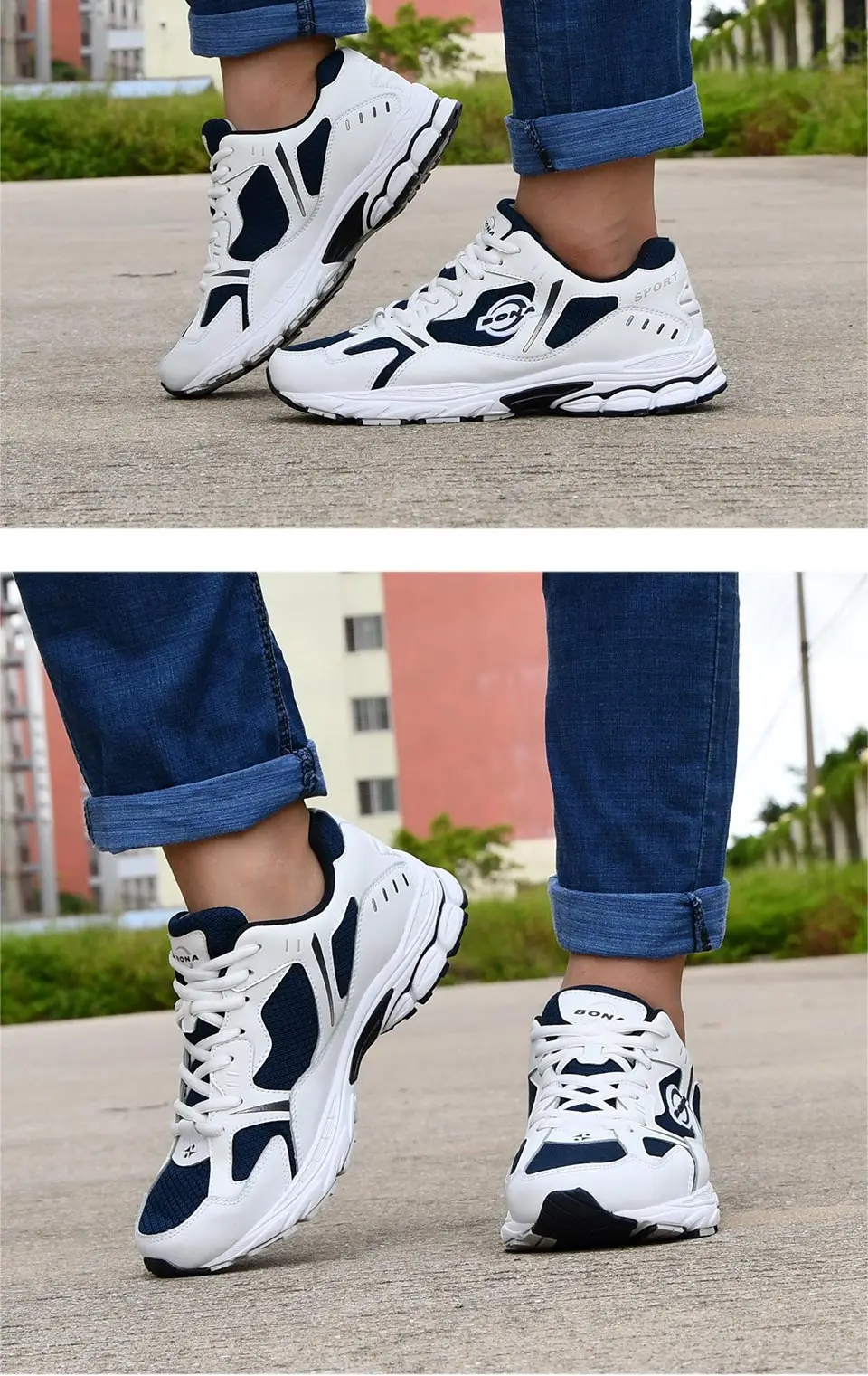 BONA Brand Sneakers Mesh Breathable Men Running Shoes Classical Fashion Outdoor Sport Shoes Male Low Tops Jogging Shoes
