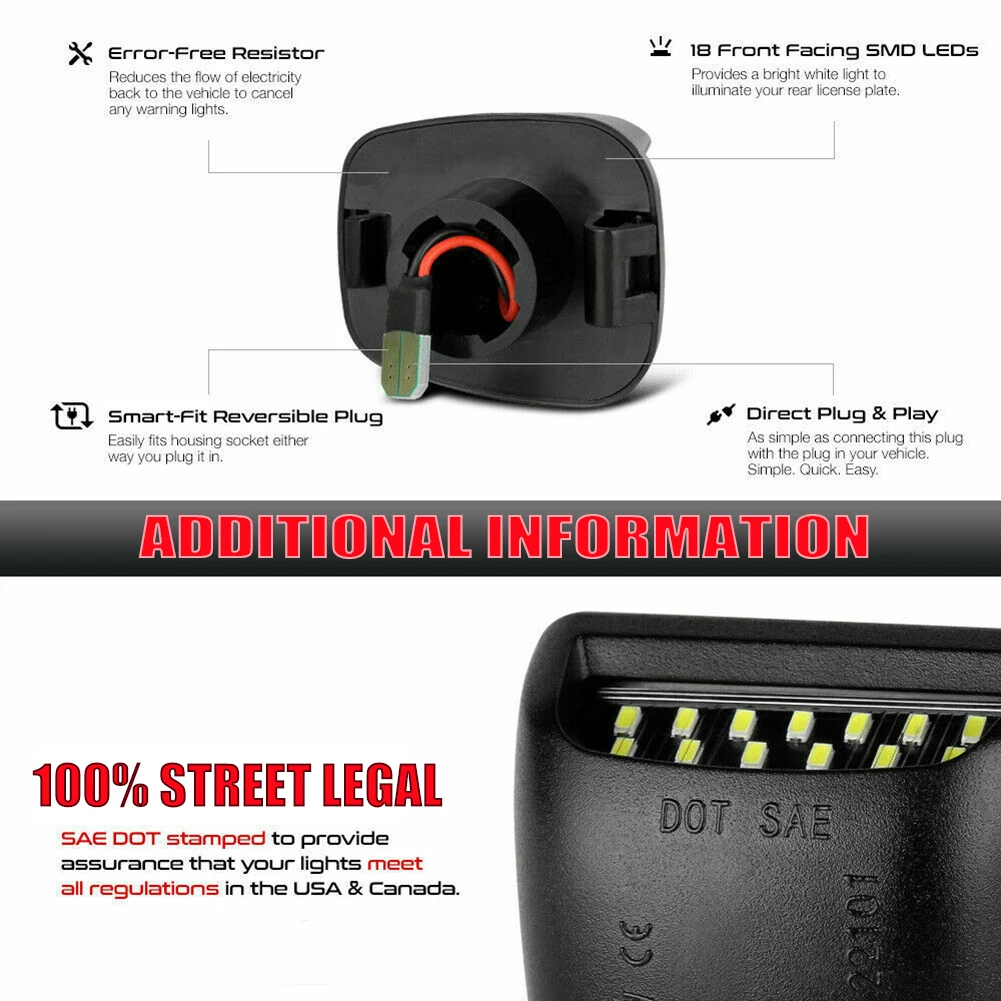 2 шт. светодиодный Подсветка регистрационного номера лампы Набор Fluence для Nissan