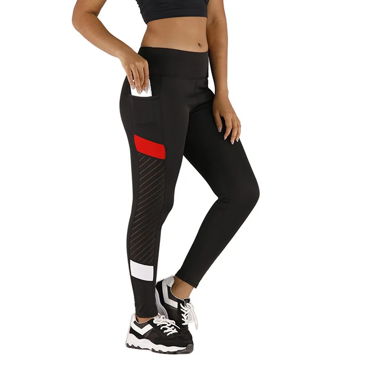 Женские сетчатые легинсы с боковым карманом для йоги в стиле пэчворк цветные