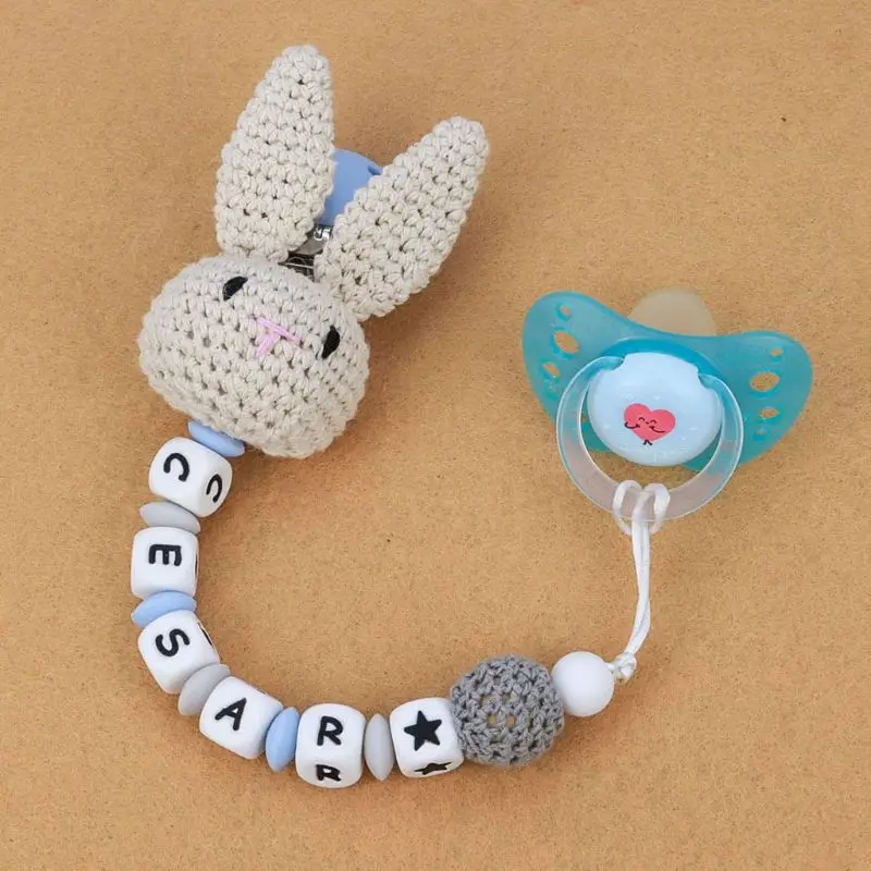 

Handmade Crochet Cotton exquisite and lovely bunny Rabbit DIY Baby Pacifier Chain Accessory Infant Teether