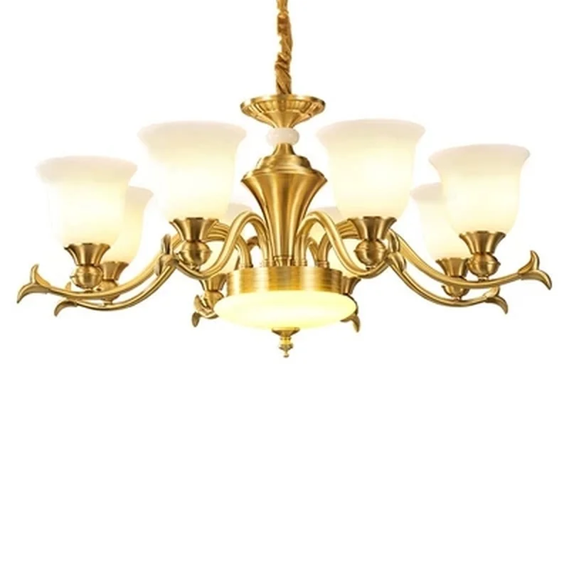 Современная люстра из чистой меди современная лампа с абажуром для гостиной |