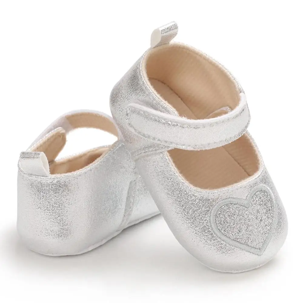 Zapatillas de princesa antideslizantes con forma de coraz&oacute;n para beb&eacute;s, suela blanda para primeros pasos de 0 a 18M, 2021-5