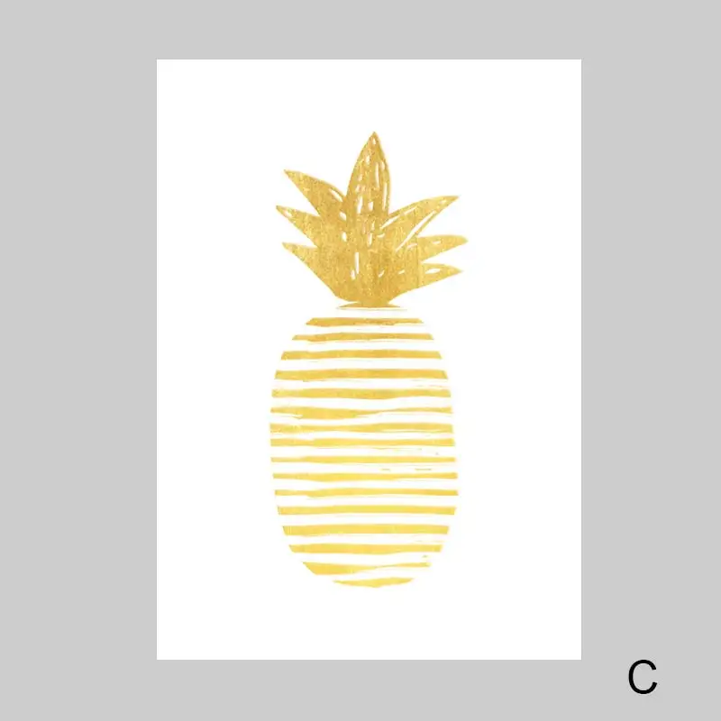 Желтый плакат с ананасом абстрактное искусство холст картина настенная живопись