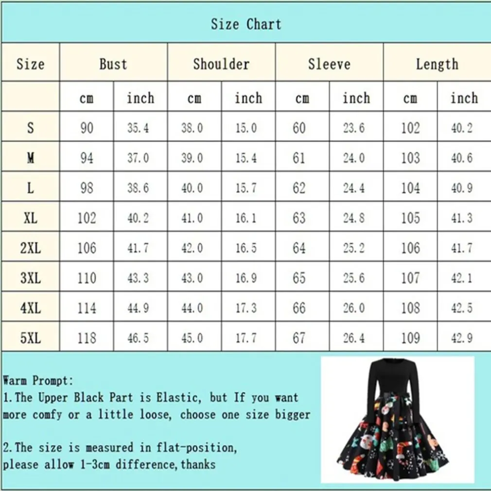

Winter Christmas Dresses Women 50S 60S Vintage Robe Swing Pinup Elegant Party Dress Long Sleeve Casual Plus Size Print Black