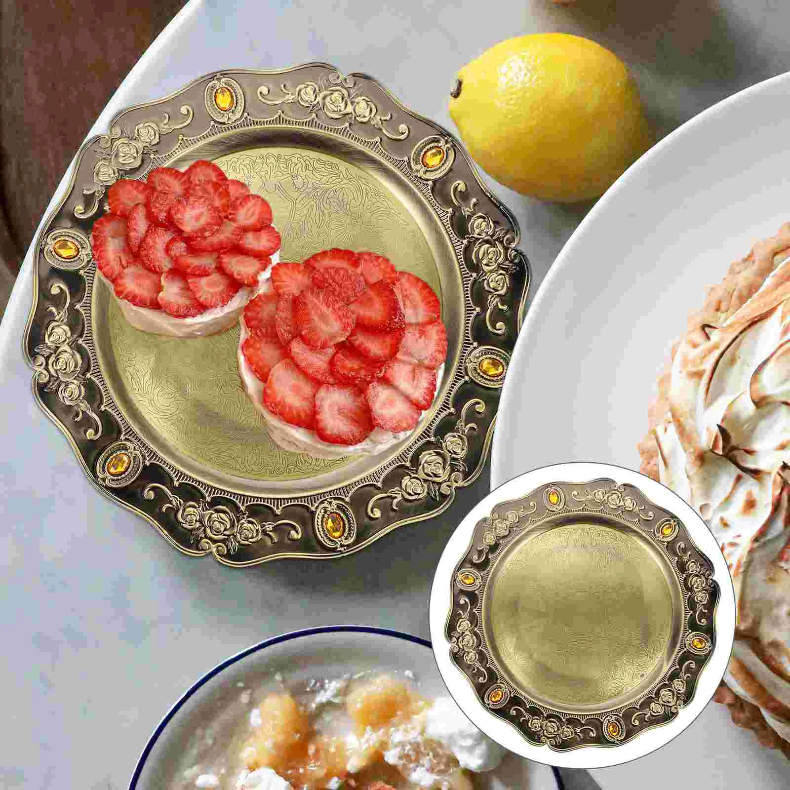 

1Pc Nordic Style Plate Snack Display Plate Delicate Zinc Alloy Fruit Plate