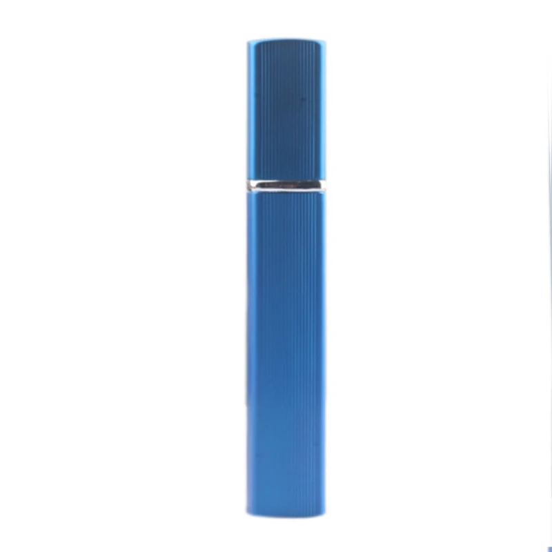 Blue 1 шт., 6 цветов, металлический чехол, стеклянный резервуар, 12 мл, флакон для духов, алюминиевая насадка, Заправляемый спрей, флакон для парфюмерии, косметический стеклянный контейнер - Цвет: Blue