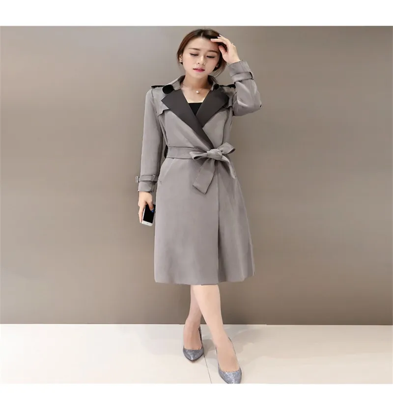 Женское демисезонное пальто тренчкот с отложным воротником длинный Женская