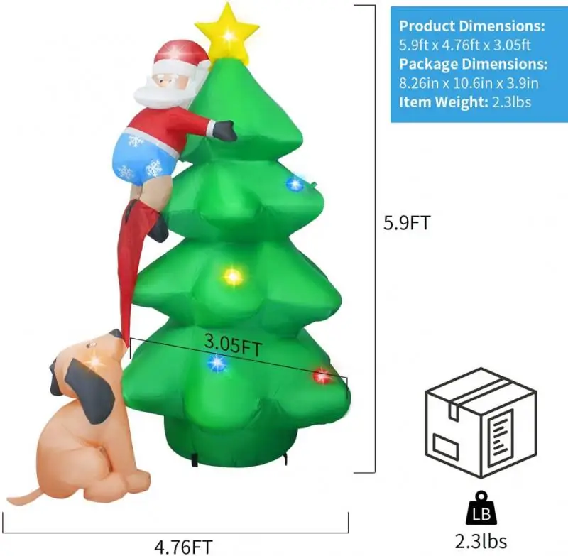 

1,8 м надувная Рождественская елка креативное украшение для двора с вилкой для ЕС/США/Великобритании/Австралии надувная игрушка для двора пр...