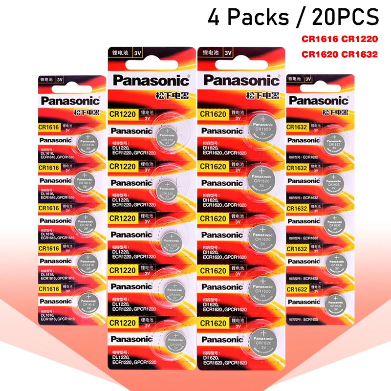 20pcs Original Panasonic CR1220 CR1616 CR1620 CR1632 3v Button cell coin Batteries For watch Computer Main Board Remote Control