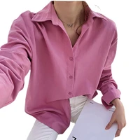 autumn solid color long sleeve top button up shirt women blouse office ladies clothing cosy fashion vintage clothes lapel tshirt
