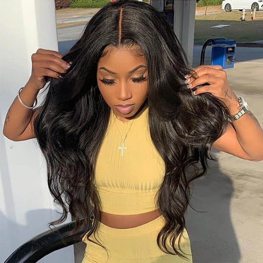 Парик с прямыми кружевами спереди предварительно выщипанные отбеленные узлы