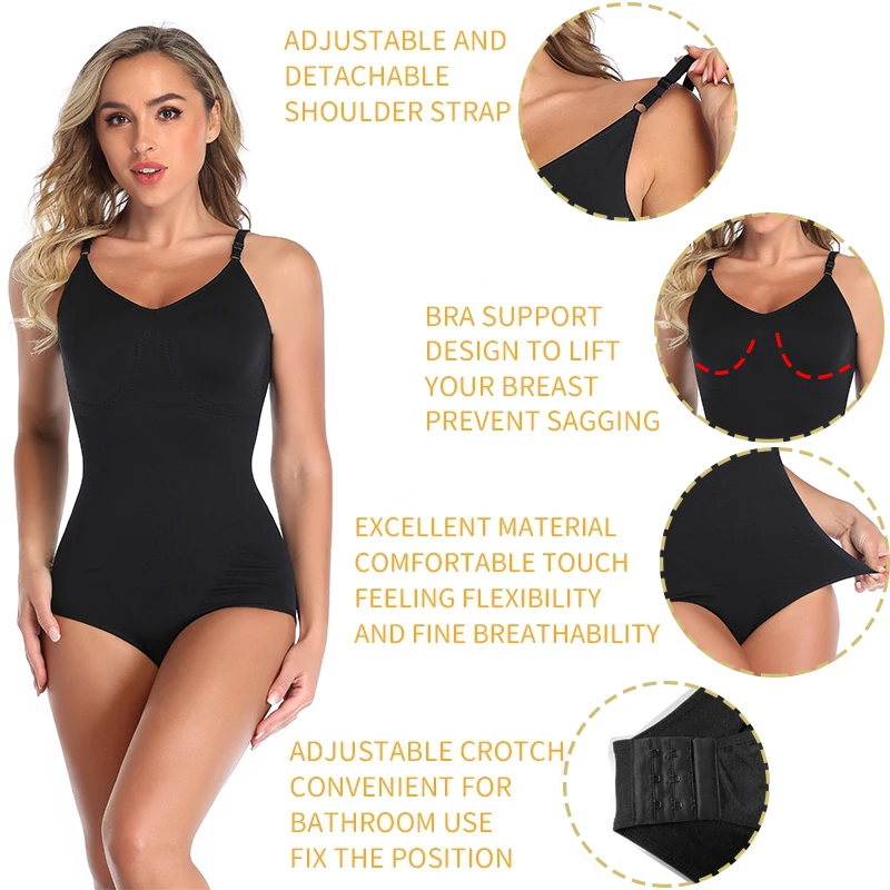 shapewear bodysuit Waist Trainer Shapewear for Women Tummy Control Slimming Bodysuit Tops Body Shaper Seamless Open Crotch Underwear Abdomen Reduce honeylove shapewear