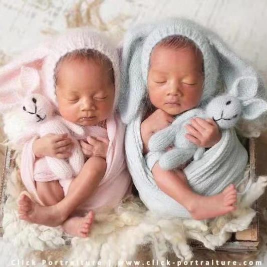 Мягкая синяя Миниатюрная игрушка-кролик набор шапок Пастельная шапка для