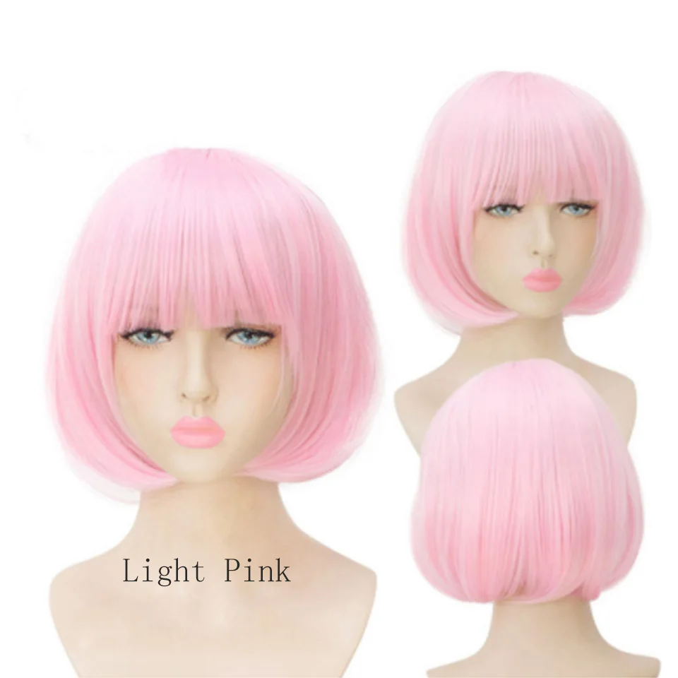 

Парик Allaosify, короткий, розовый, светлый, красный, прямой, термостойкий, из синтетических волос, для черных, белых женщин, для косплея, вечевече...