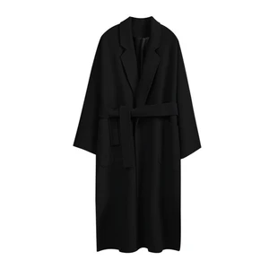 Зимнее элегантное женское Шерстяное Пальто в Корейском стиле, модное Черное длинное пальто, винтажное шерстяное пальто, Повседневная кашемировая верхняя одежда