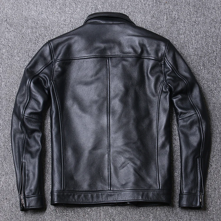 Мужское пальто из натуральной воловьей кожи черная куртка большого размера на