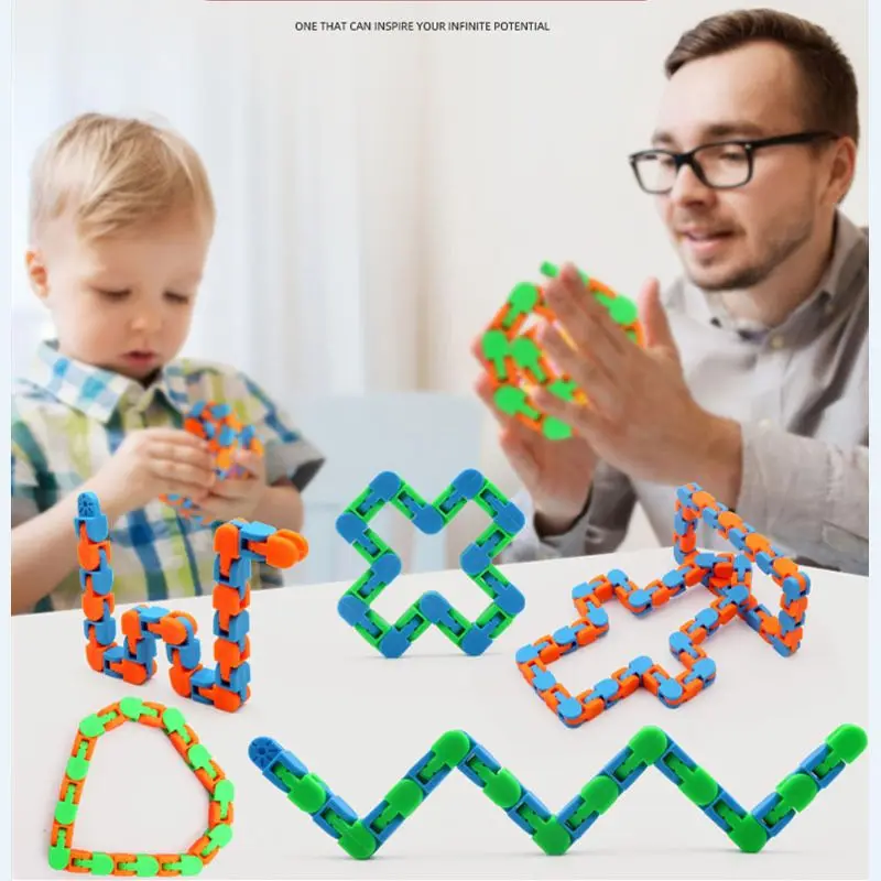 

24-section track chain building block bicycle chain fluid bracelet decompression toys for kids