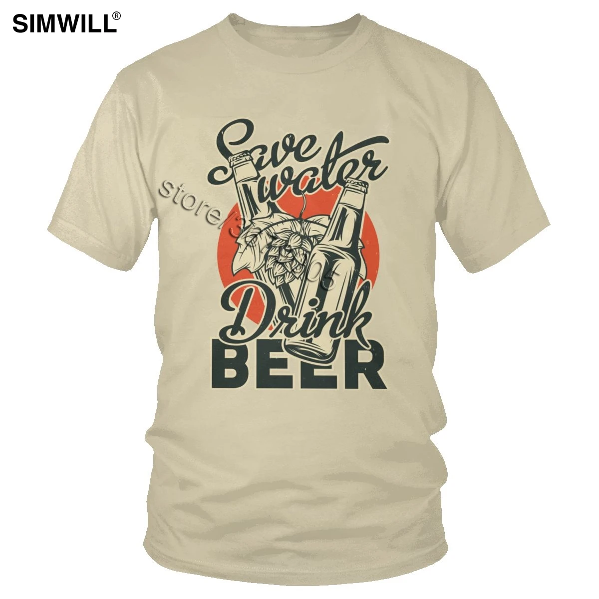 

Classic Retro T Shirt Men Cotton Save Water Drink Beer Tshirt Short Sleeved Distressed Drinking Leisure Tees Summer Clothing