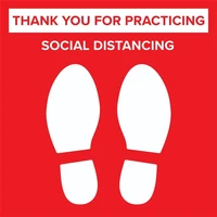 24 x 24 inches pre printed floor decal for crowd control social distancing message red